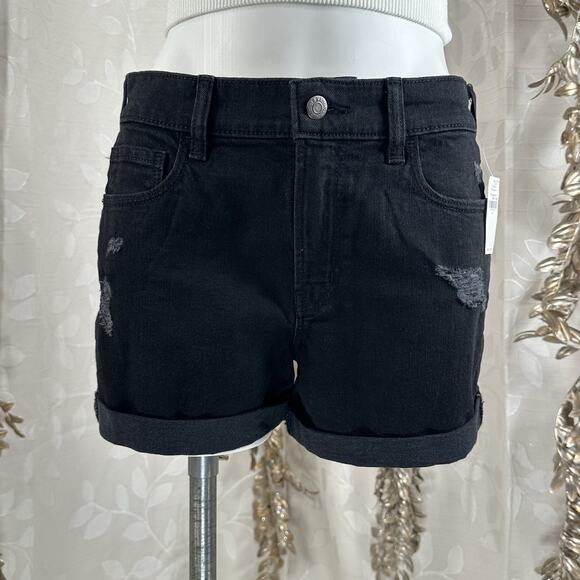 Old Navy Women's Size 6 Black Jack Boyfriend Shorts Distressed Cuffed Hem Summer - Picture 3 of 13